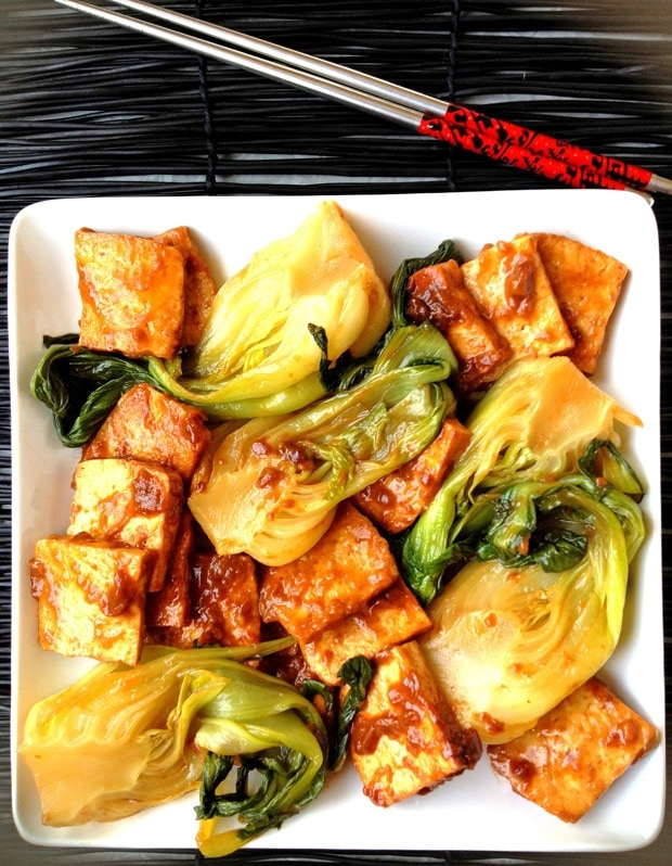 Baby Bok Choy and Tofu in Bourbon Sauce | This Mama Cooks! On a Diet™