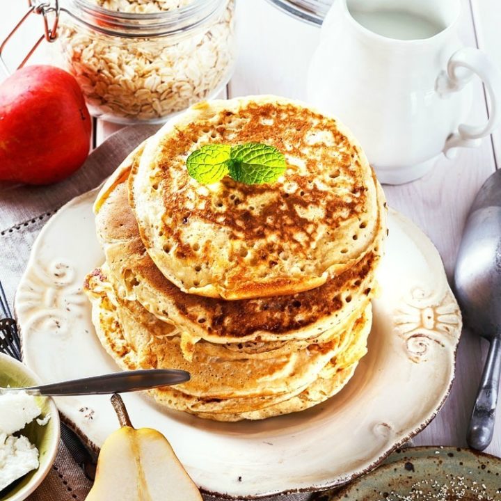 High Protein Oatmeal Pancakes Recipe | This Mama Cooks! On a Diet